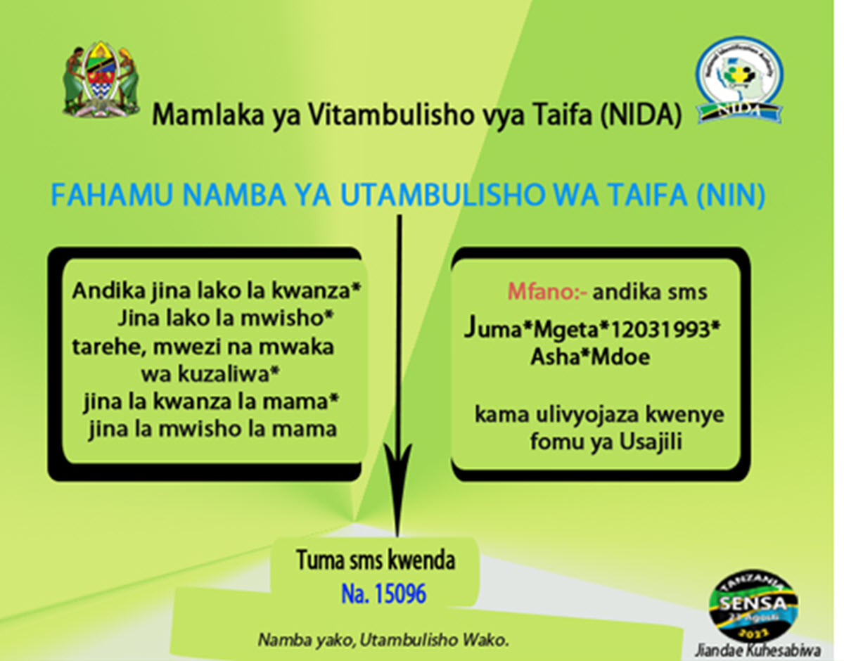 Kupata Namba ya NIDA Kupitia SMS