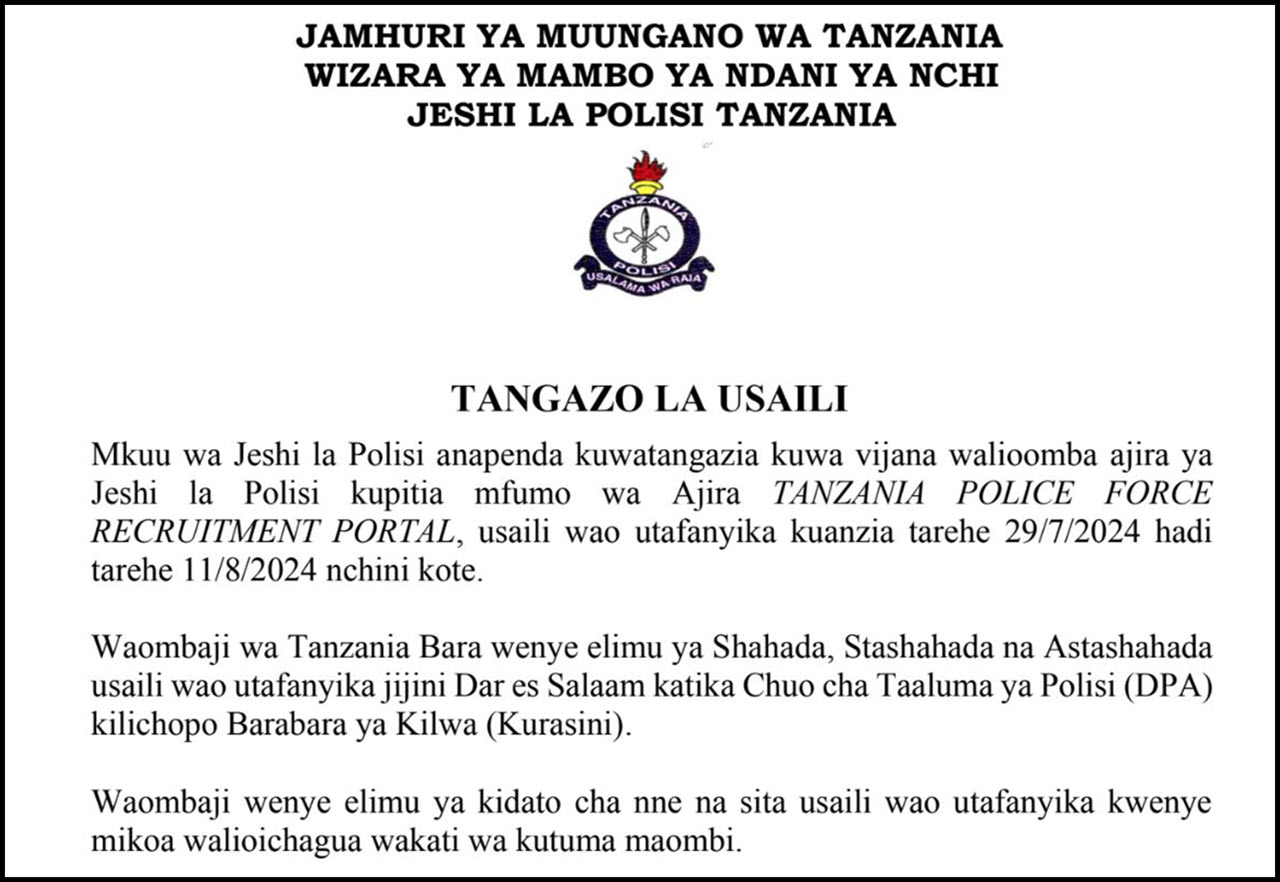Majina ya walioitwa kwenye usaili jeshi la polisi 2024 1