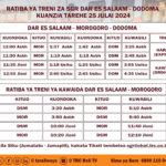 Ratiba ya Treni ya SGR Dar To Dodoma Timetable