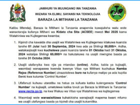 Usajili Watainiwa Kidato Cha Sita 2025 Kuanzia 01 Julai 2024