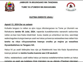 Majina ya walioitwa kwenye Usaili Tume ya Utumishi wa Mahakama JSC
