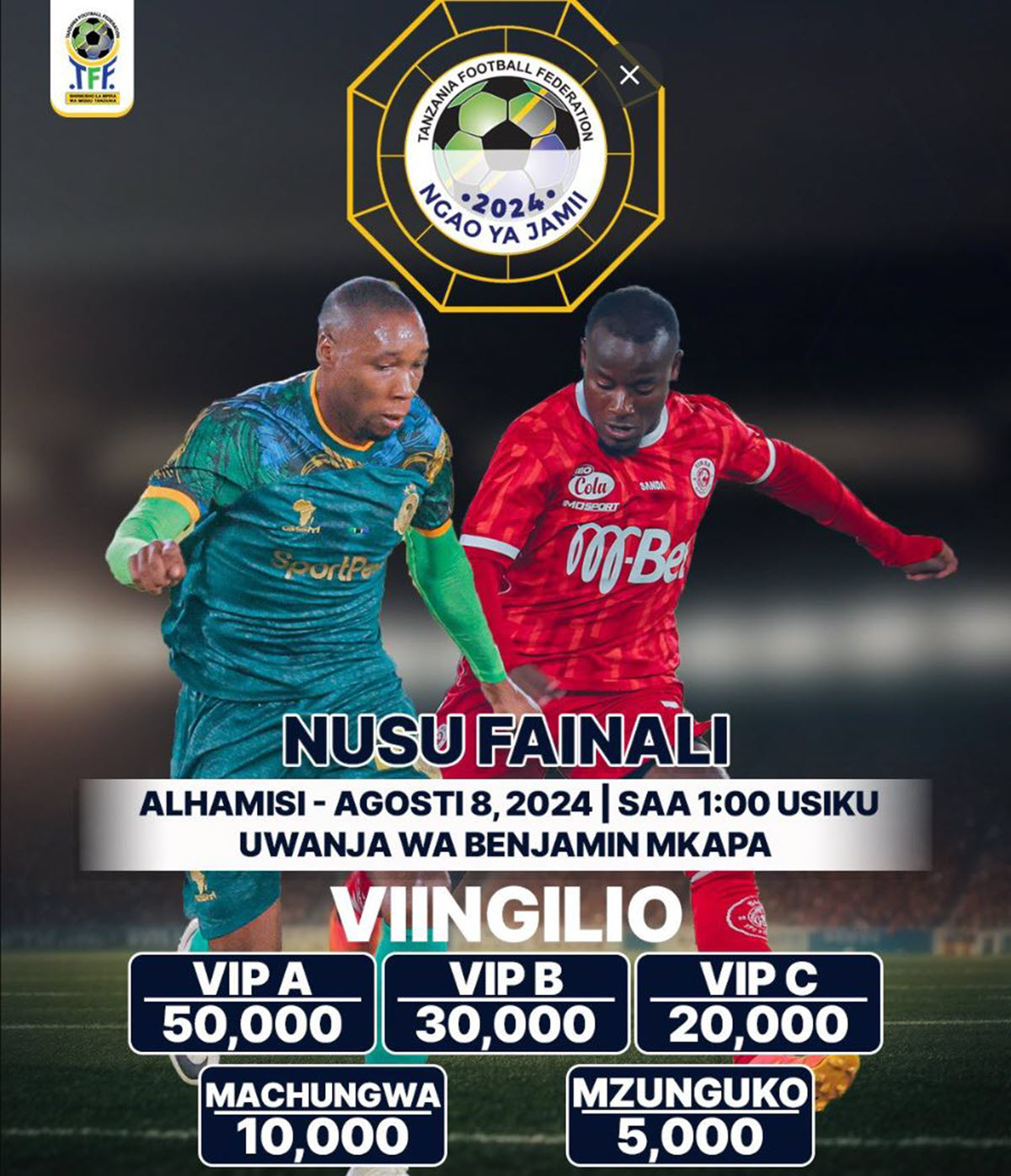 Viingilio Mechi ya Fainali ya Yanga Vs Azam Fc Ngao Ya Jamii 2024