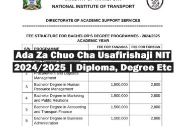 Ada Za Chuo Cha NIT 2024 2025