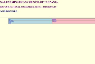 Matokeo Ya Darasa La Nne 2024 Kilimanjaro