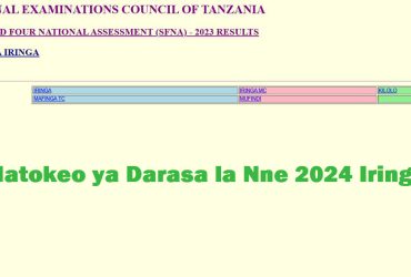 Matokeo ya Darasa la Nne 2024 Iringa