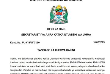 Majina ya Walioitwa Kazini Ajira za Walimu Kada Mbalimbali 2025