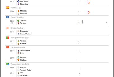 Ratiba ya mechi za leo