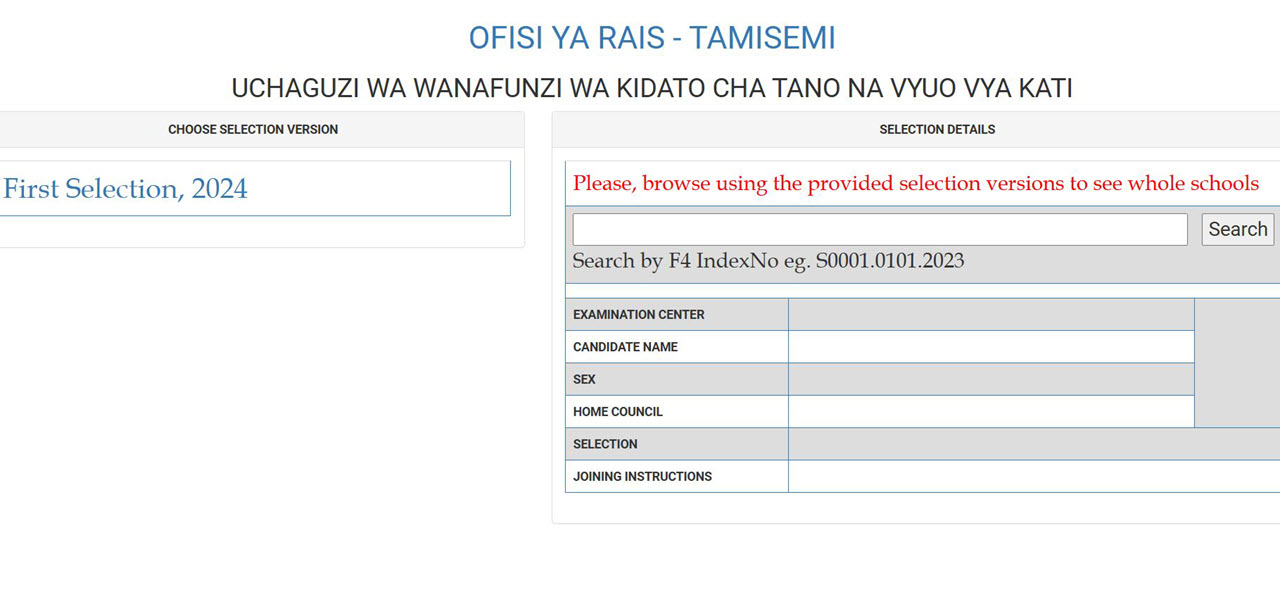 Majina ya Waliochaguliwa Kidato cha Tano