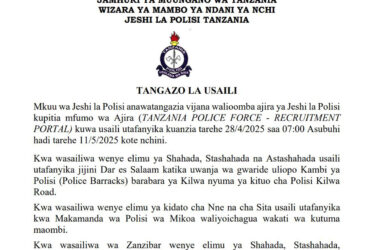 Majina ya Walioitwa Kwenye Usaili Jeshi la Polisi Tanzania April 2025