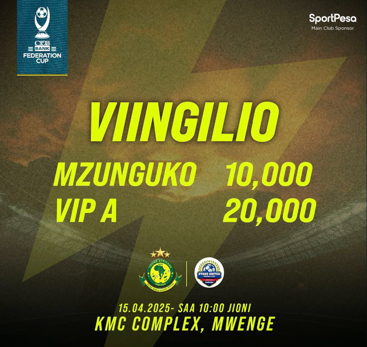 Viingilio Mechi ya Yanga SC VS Stand United Leo