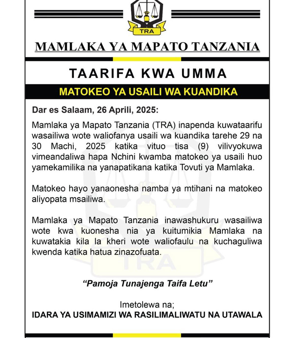 usaili TRA