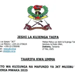 Majina ya Waliochaguliwa JKT 2025 Mujibu wa Sheria