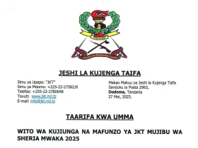 Majina ya Waliochaguliwa JKT 2025 Mujibu wa Sheria