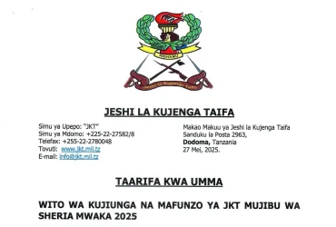 Majina ya Waliochaguliwa JKT 2025 Mujibu wa Sheria