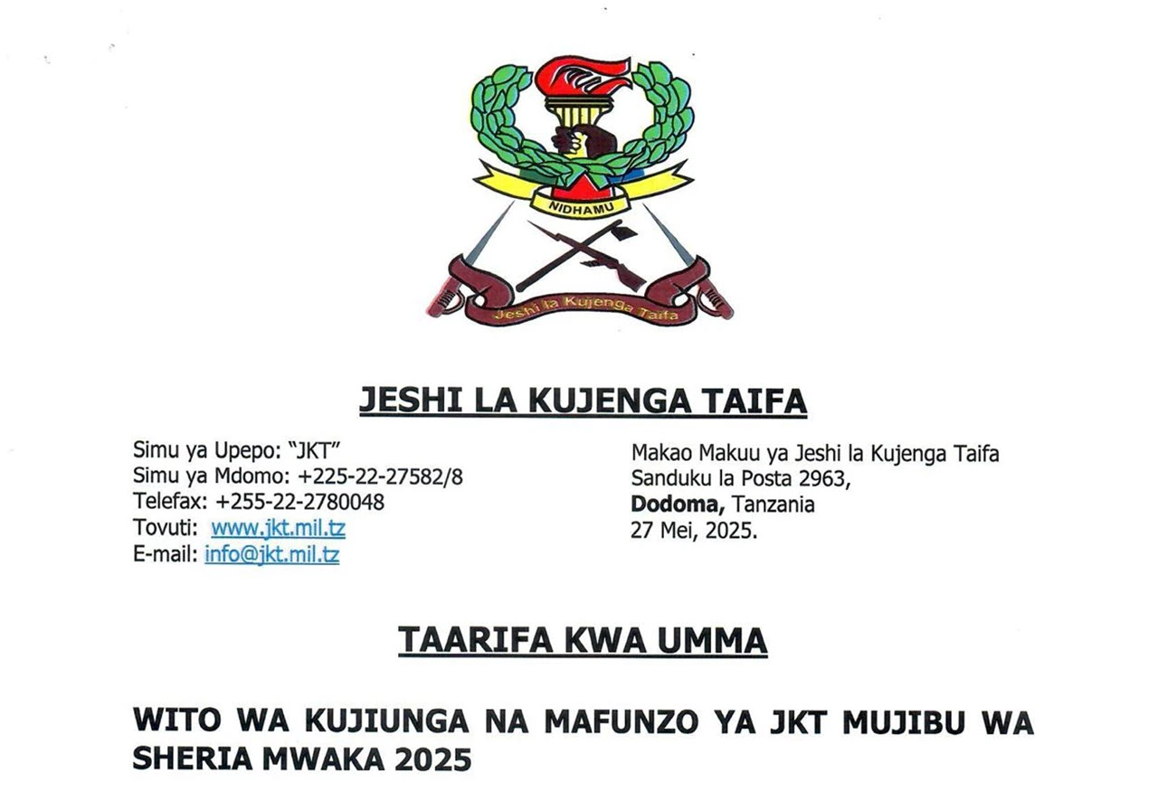 Waliochaguliwa JKT Mujibu wa Sheria 2025 - Pakua PDF Hapa!