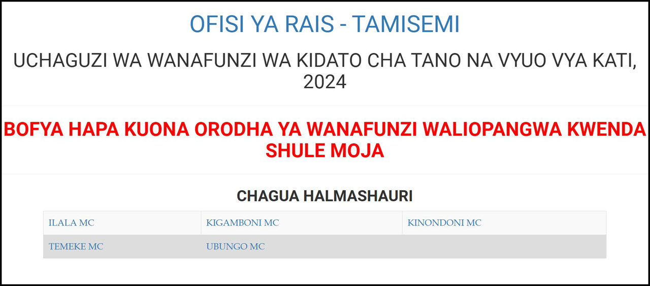 Majina ya Waliochaguliwa Kidato cha Tano Dar es Salaam 2025 2026