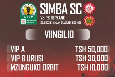 Viingilio Mechi ya Marudiano Simba Vs RS Berkane