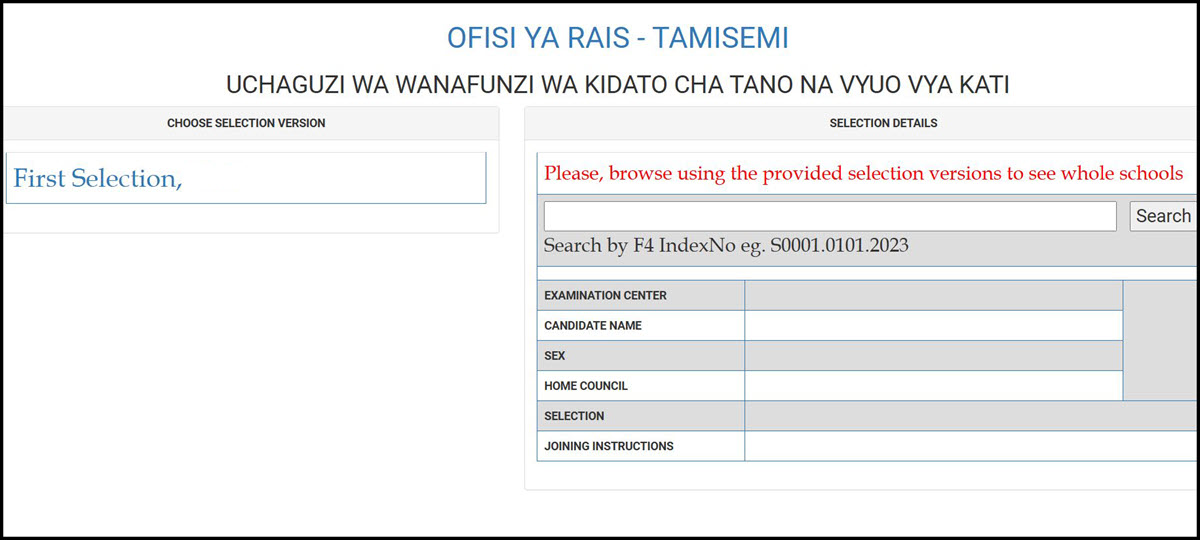 Waliochaguliwa Kidato Cha Tano na Vyuo vya Kati 2025 (Tamisemi Selection)