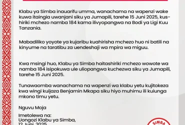 Simba Kususia Dabi Nyingine Kama Yanga Hawatoshiriki Mchezo wa June 15