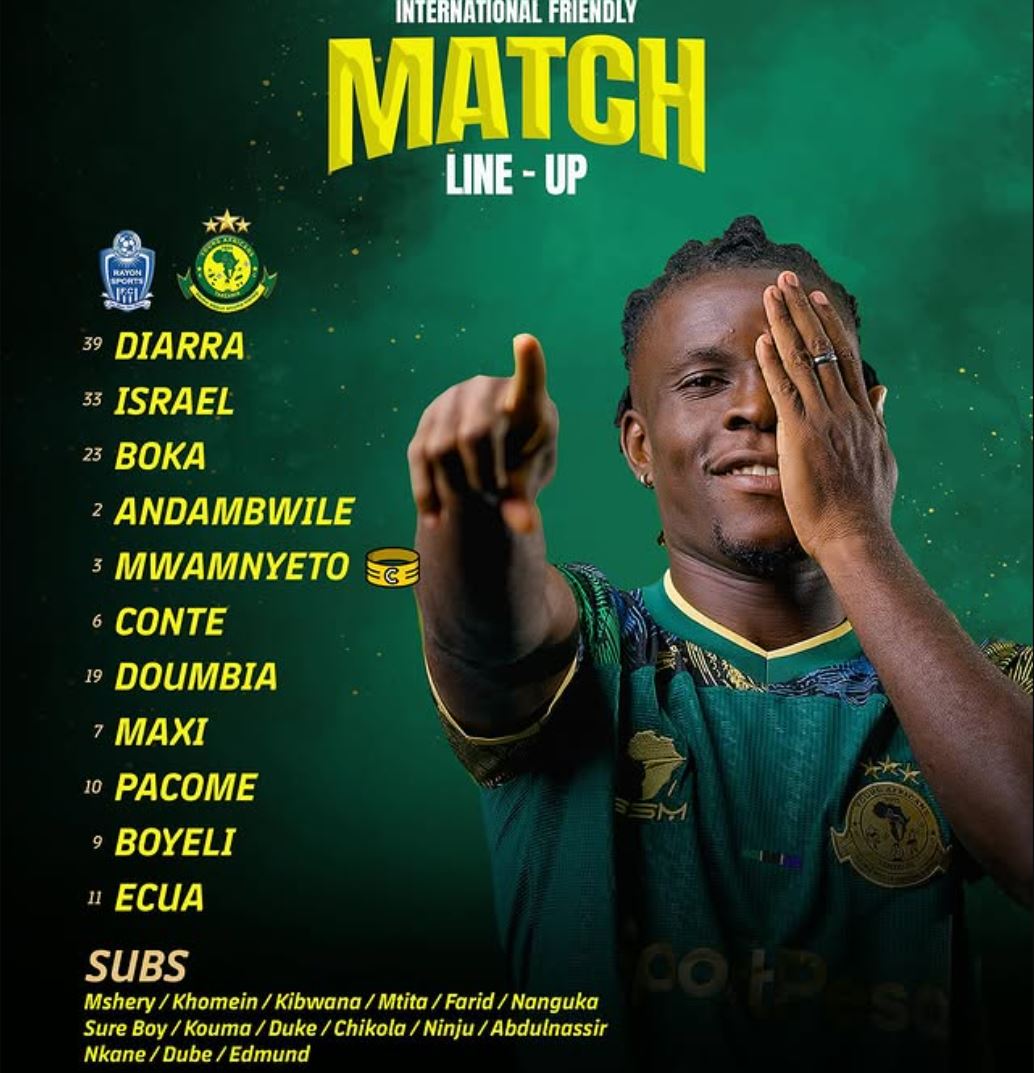 Kikosi cha Yanga vs Rayon Sports Leo 15/08/2025