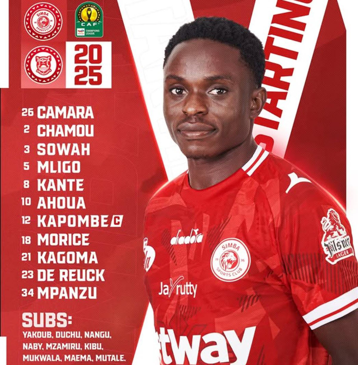Kikosi cha Simba vs Gaborone Leo 28/09/2025