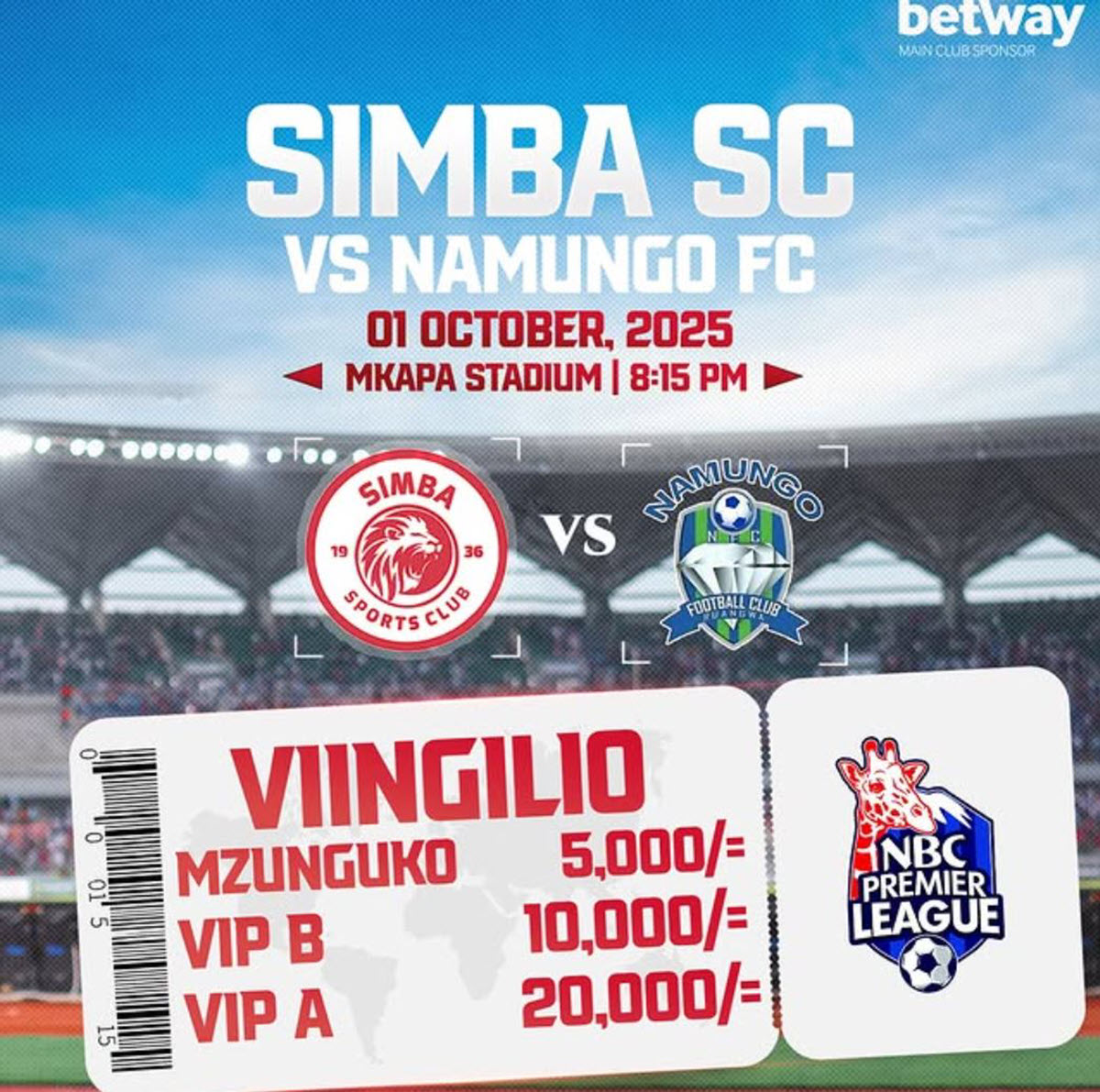 Viingilio Mechi ya Simba vs Namungo FC 01/10/2025