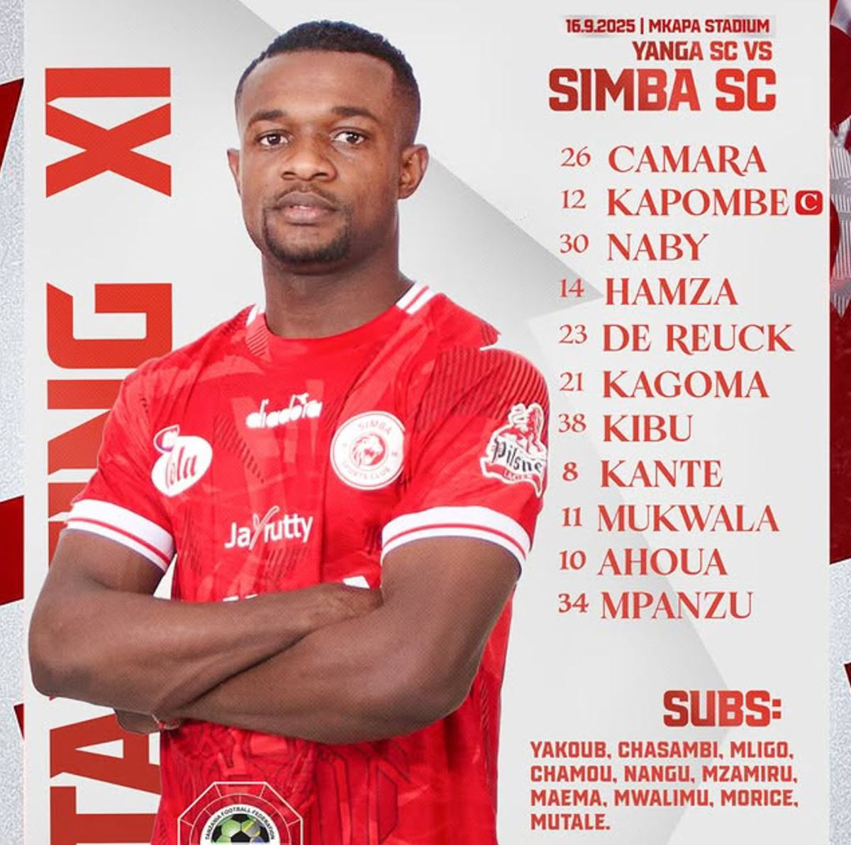 Kikosi cha Simba Dhidi ya Yanga Leo 16/09/2025 Fainali Ngao ya Jamii