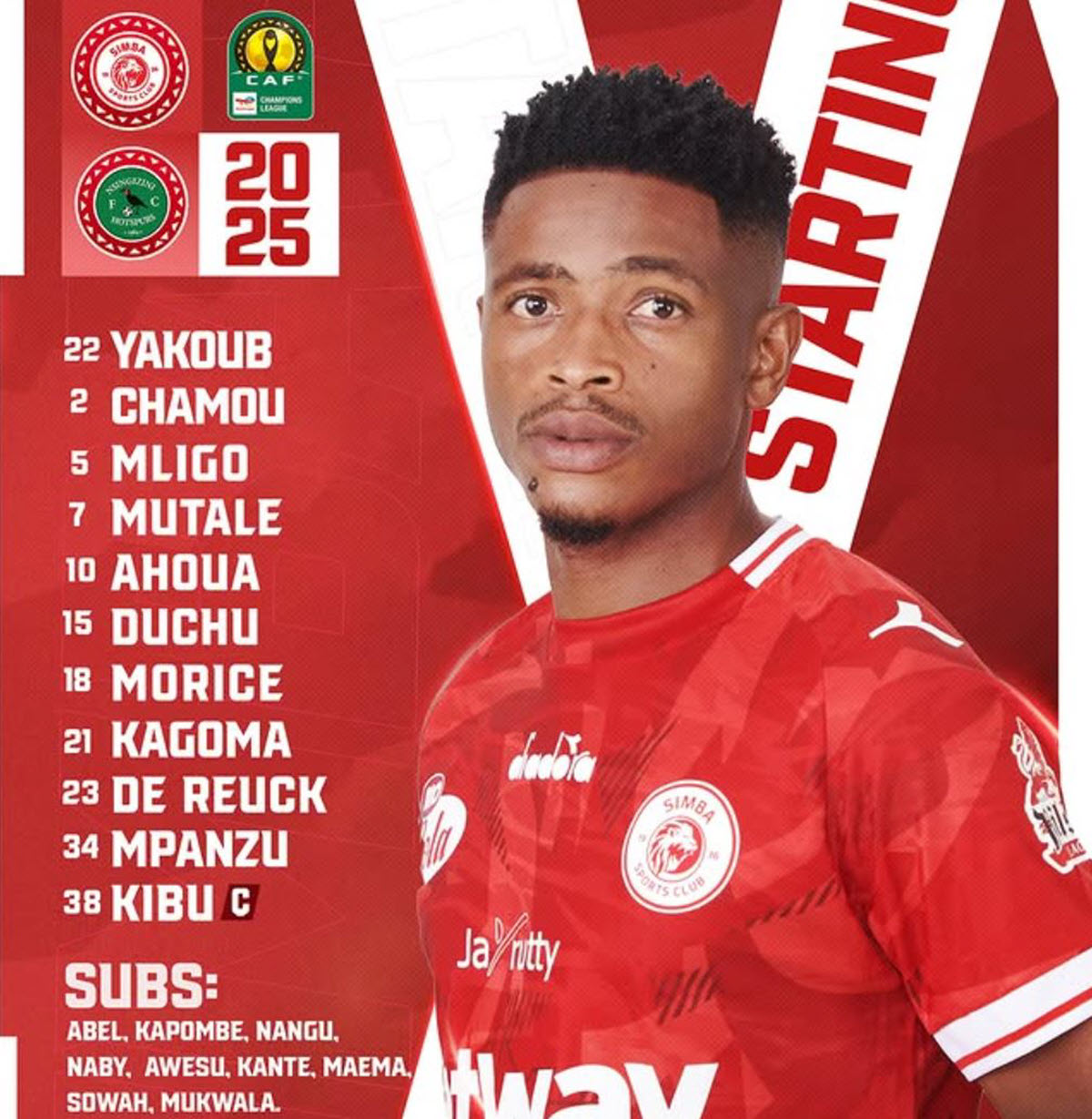 Kikosi cha Simba SC VS Nsingizini Leo 26/10/2025
