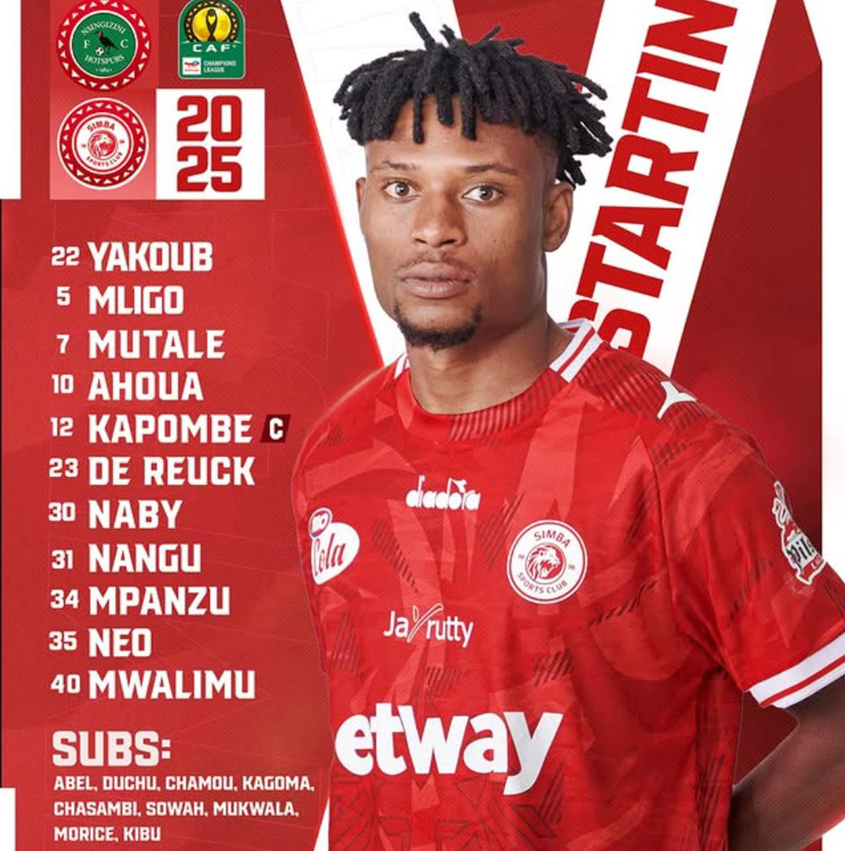 Kikosi cha Simba Vs Nsingizini Hotspurs Leo