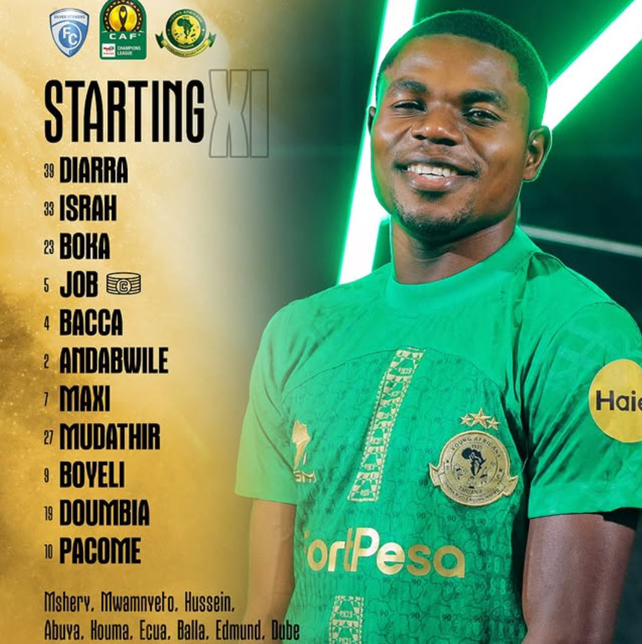 Kikosi cha Yanga vs Silver Strikers Leo 18/10/2025