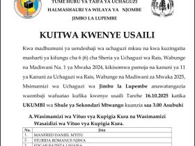Majina Ya Usaili Kusimamia Uchaguzi 2025 Halmashauri Ya Wilaya Ya Njombe Jimbo La Lupembe