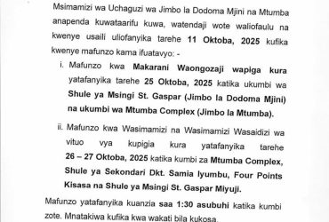 Majina ya Walioitwa Kwenye Mafunzo Kusimamia Uchaguzi 2025 Dodoma