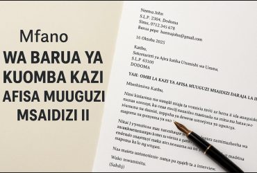 Mfano Wa Barua Ya Kuomba Kazi Afisa Muuguzi Msaidizi II