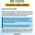 Tarehe Mpya za Kufunguliwa Vyuo 2025 2026 Zatangazwa na Wizara ya Elimu