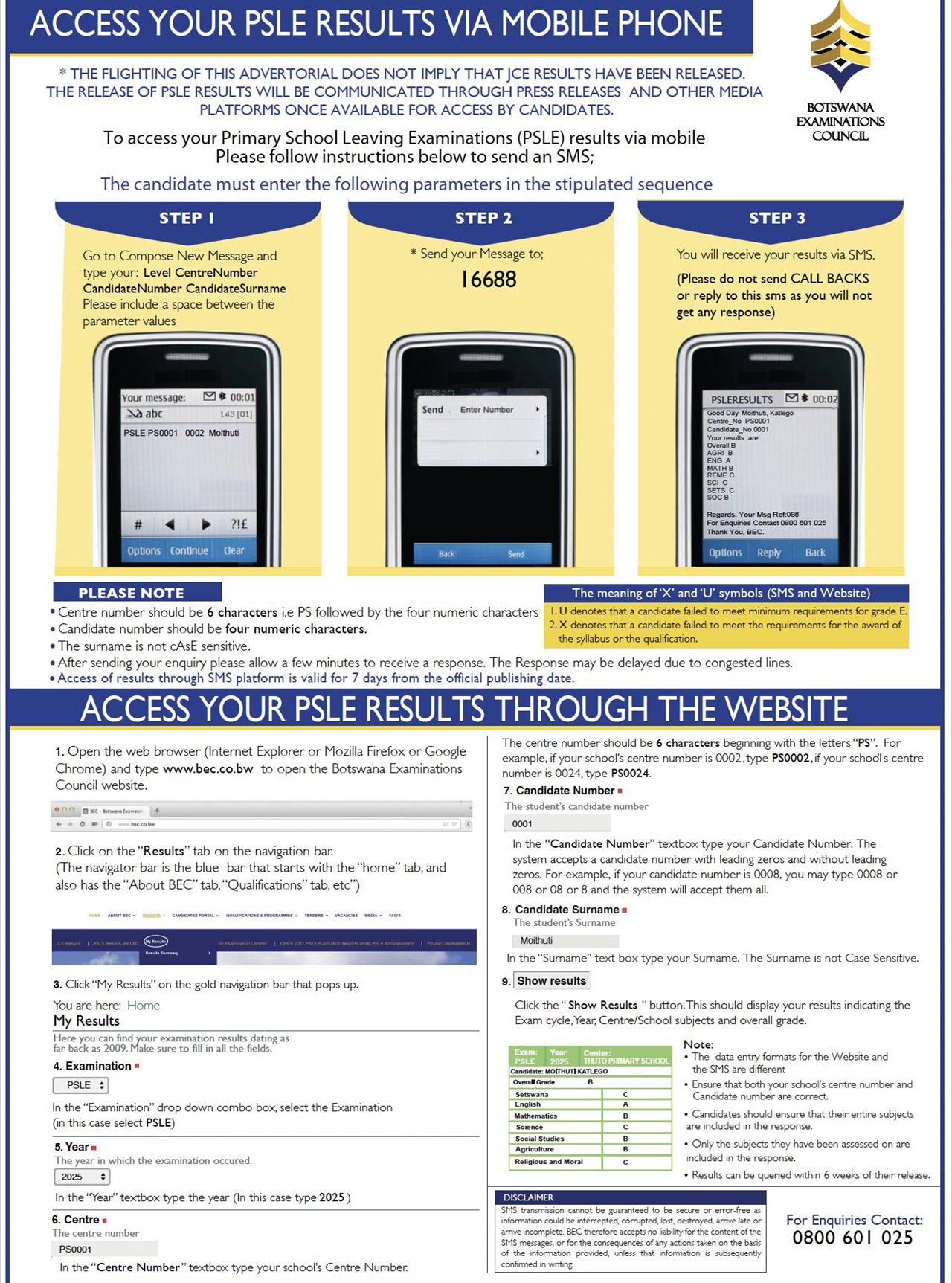 How To Check Botswana PSLE Results 2025