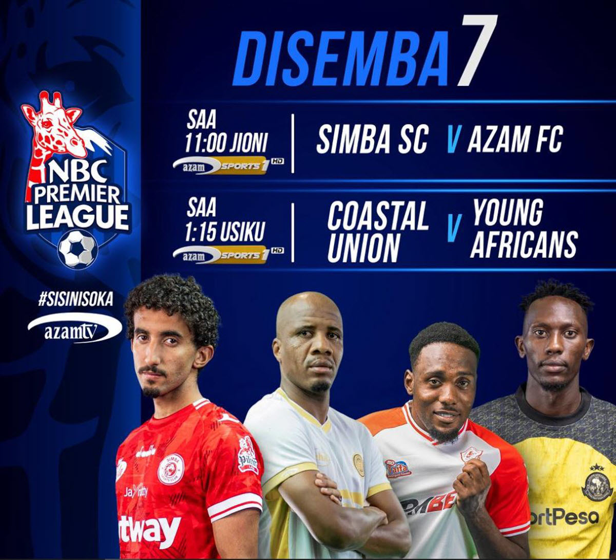 Ratiba ya Mechi za Leo 07/12/2025 Ligi Kuu ya NBC