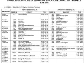 Ratiba ya Mtihani wa Kidato cha Sita 2026