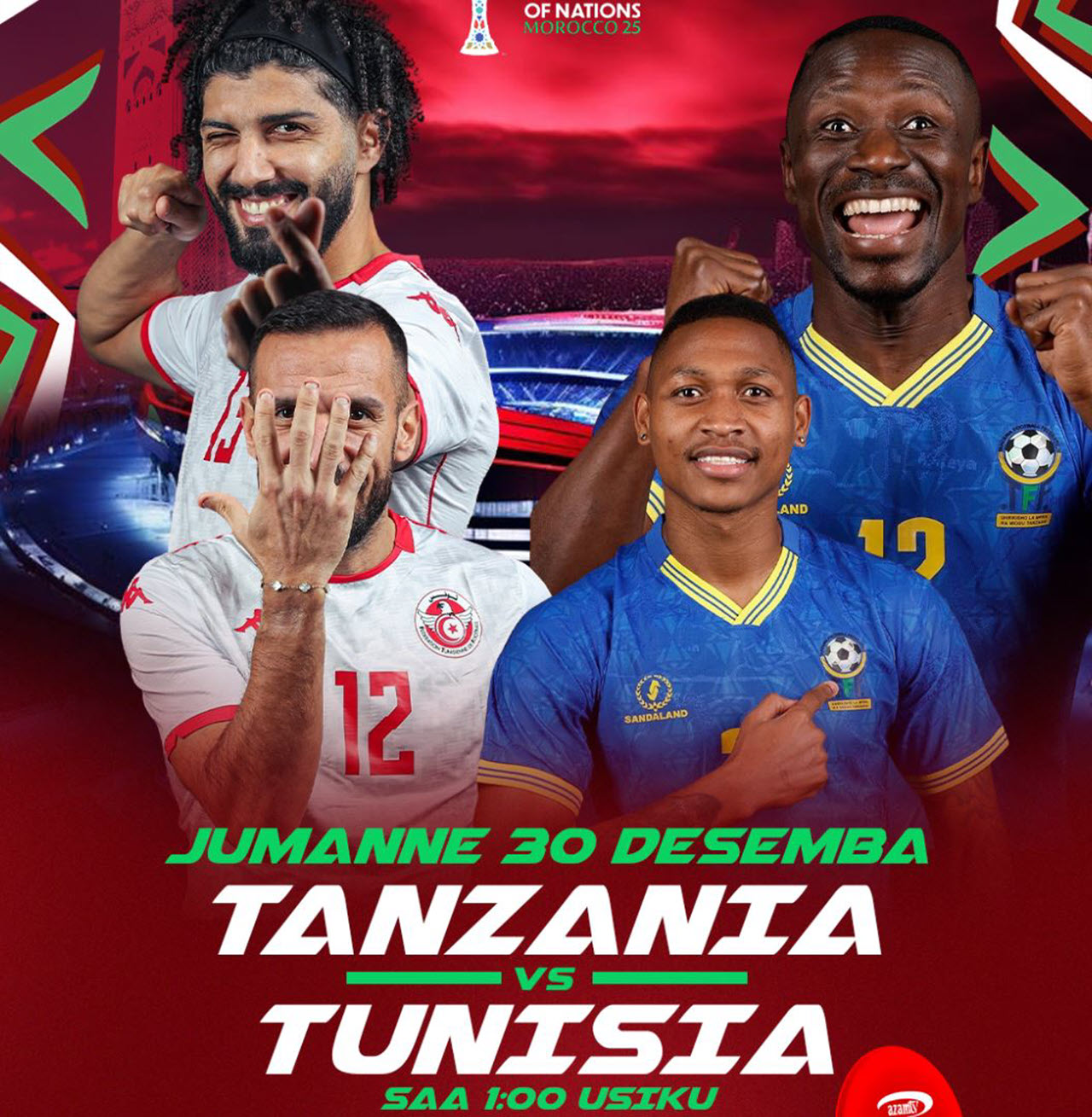 Kikosi cha Tanzania vs Tunisia Leo 30/12/2025