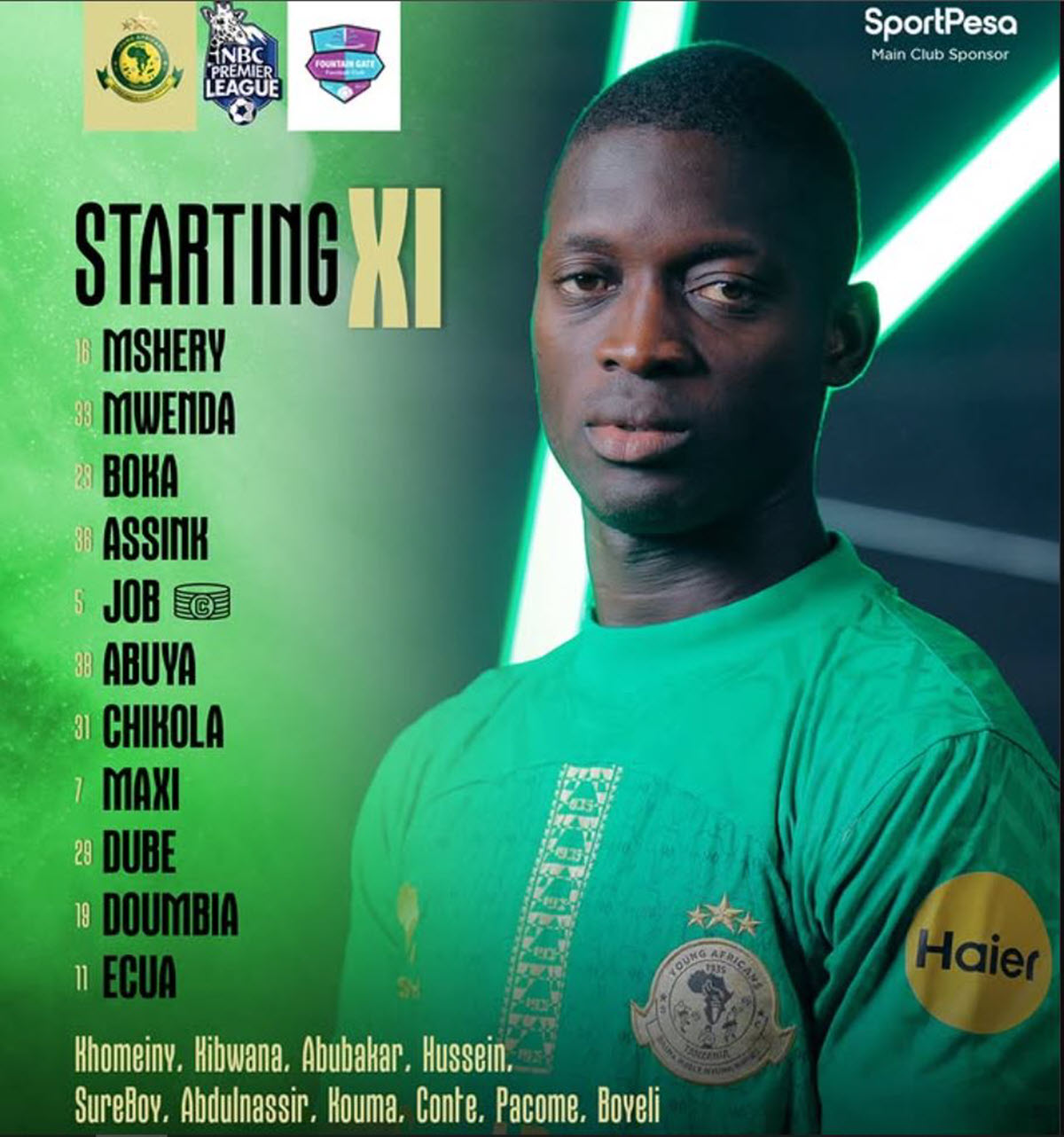 Kikosi cha Yanga VS Fountain Gate Leo 04/12/2025