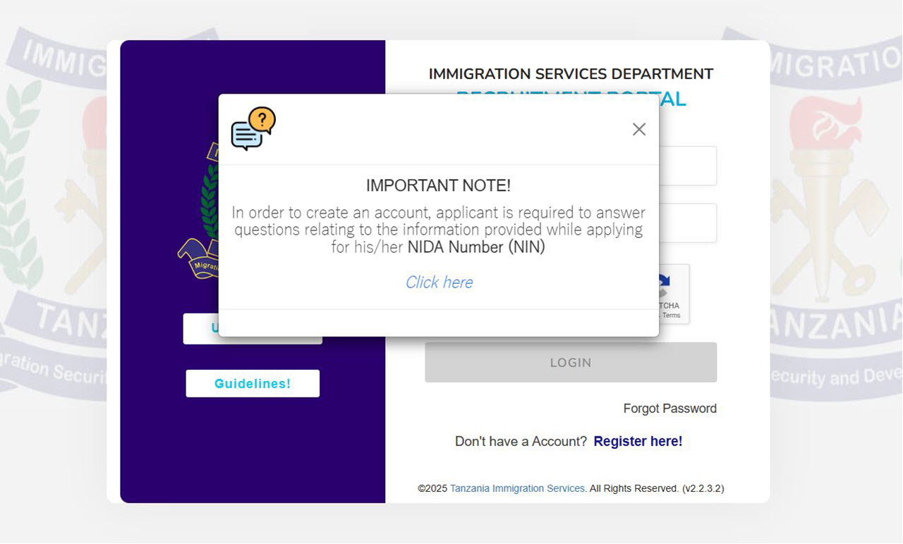 Mfumo wa Maombi ya Ajira Uhamiaji (Immigration Recruitment Portal)