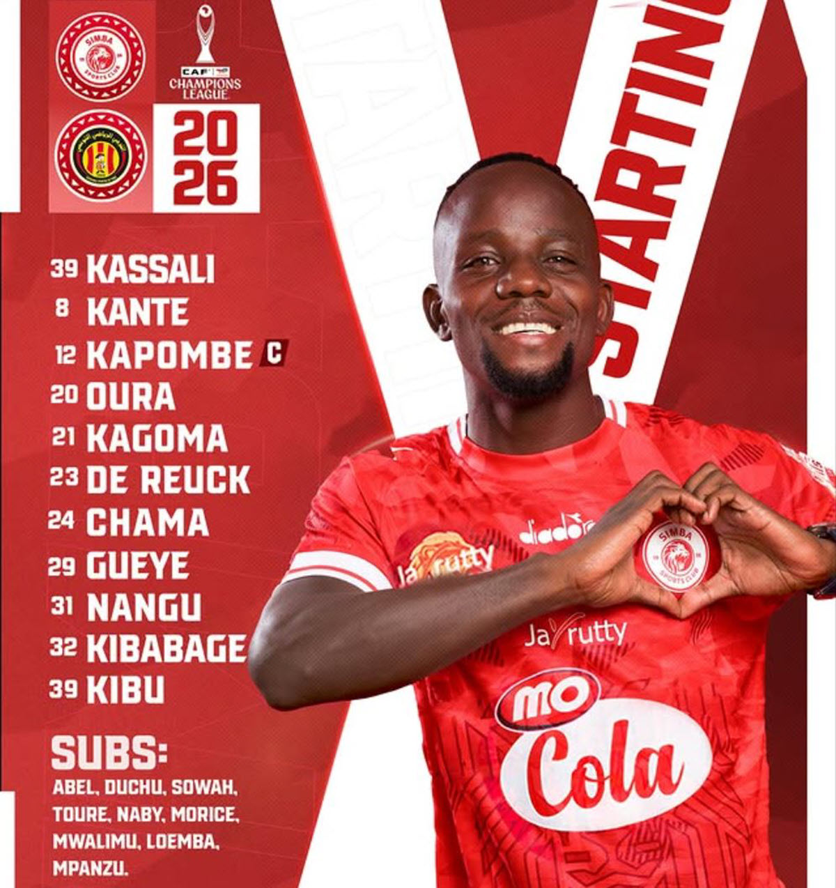 Hiki Apa Kikosi cha Simba VS Es Tunis Leo 1/02/2026