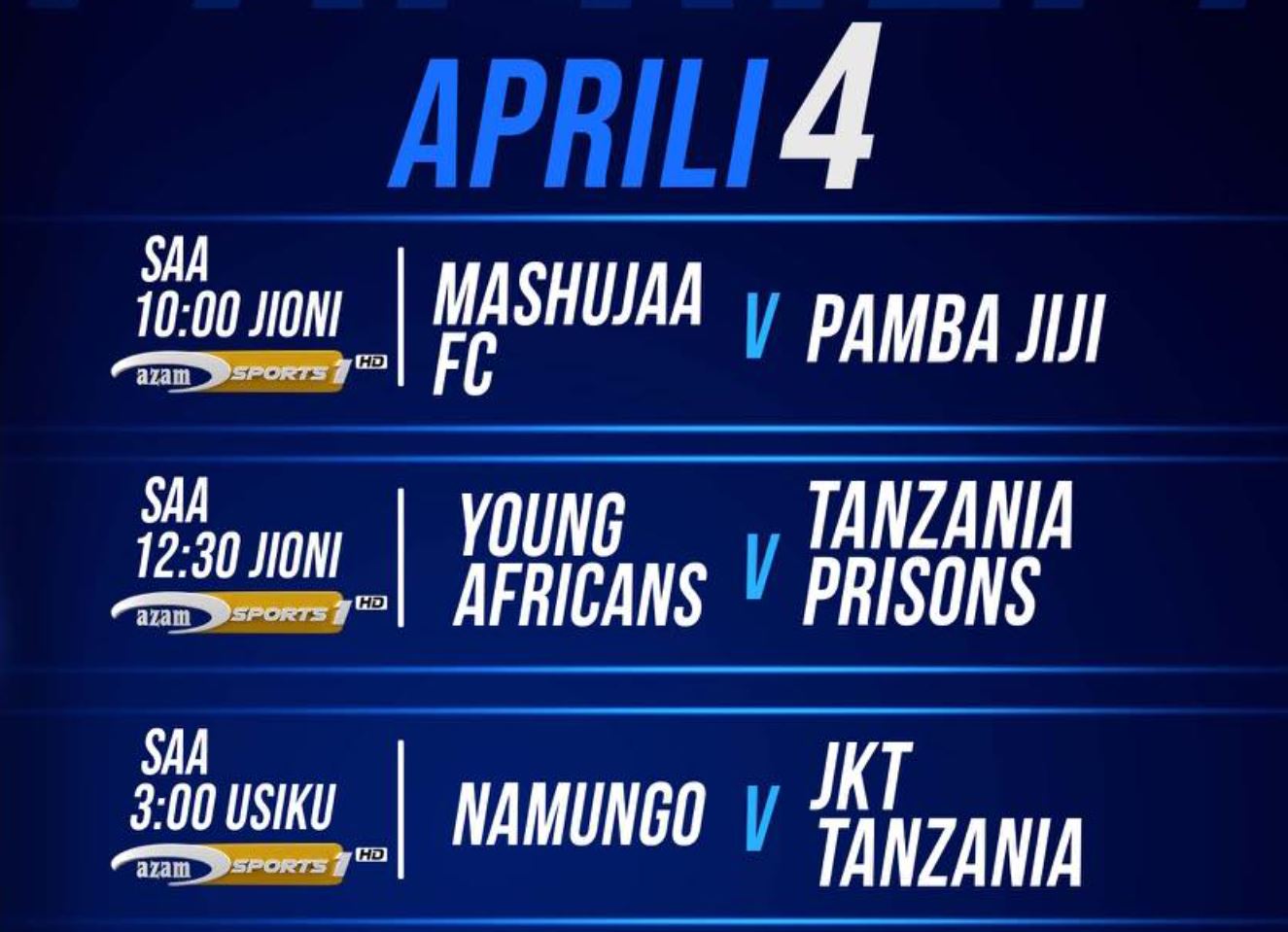 Ratiba ya Ligi Kuu NBC Leo 04/04/2026